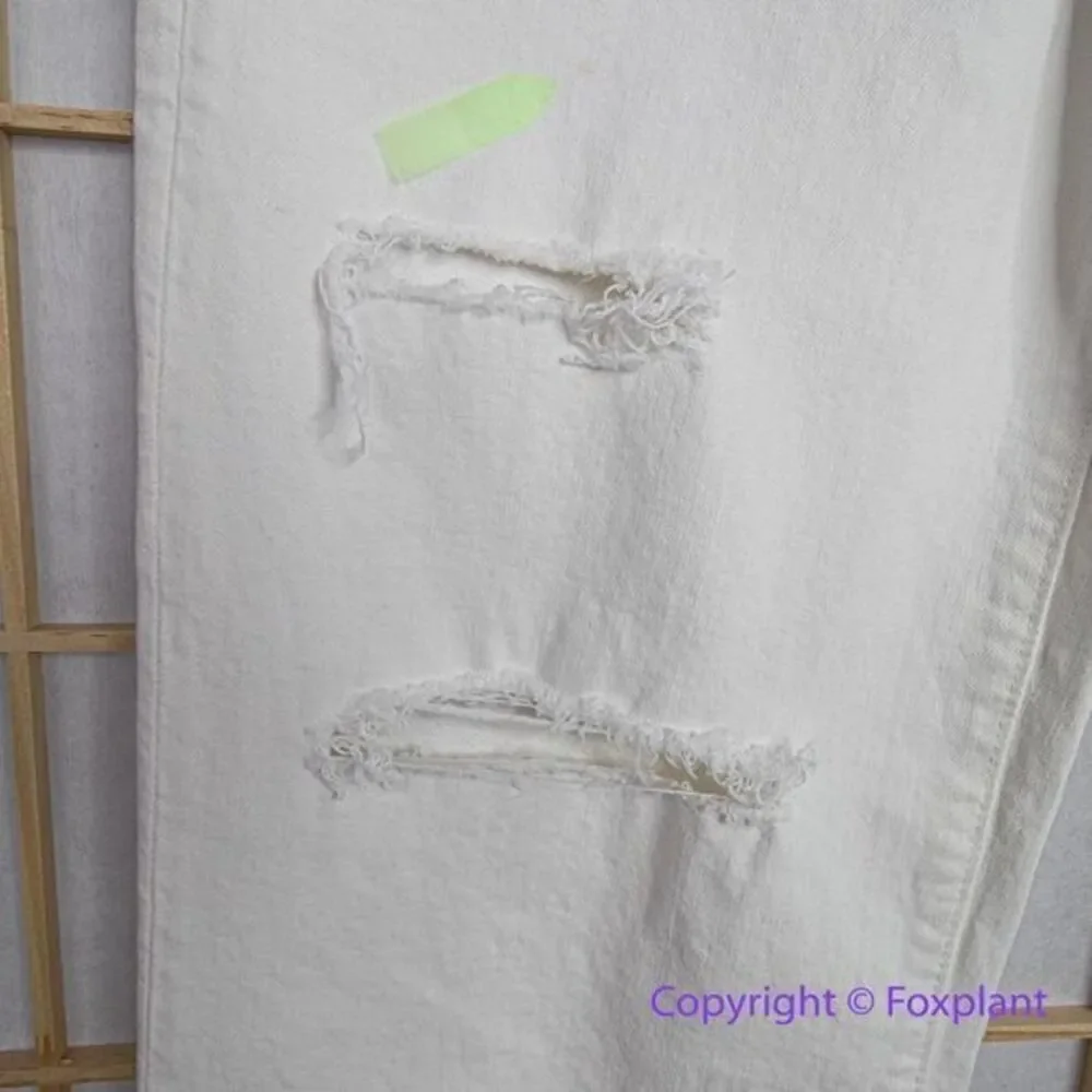 Madewell The Perfect Vintage Straight Jean in Tile White: Ripped-Knee, 27‎